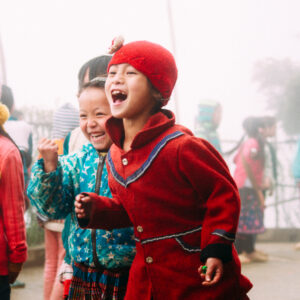 Group of young girls laughing