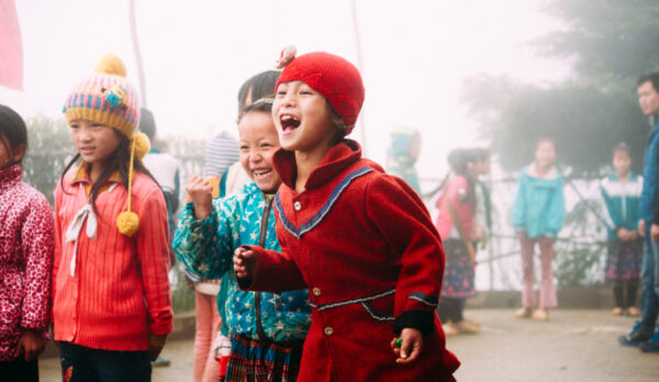 Group of young girls laughing