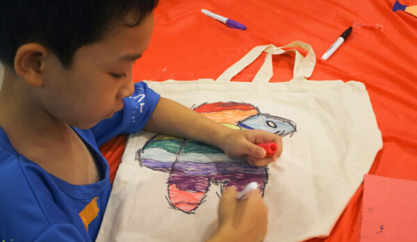 Child working on craft